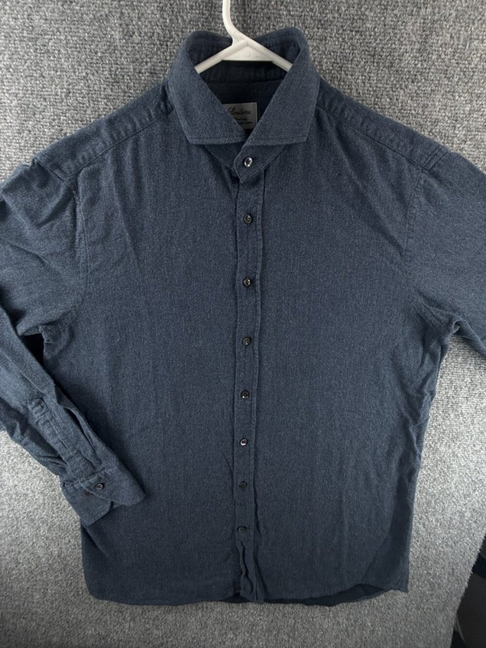 Stenstroms Flannel Blue Twofold Super Large Cotton Solid Men Button Up Shirt